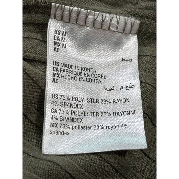 Bar III Womens Short Sleeve Ribbed Mock Neck Top M Side Button Detail Olive - Picture 6 of 11